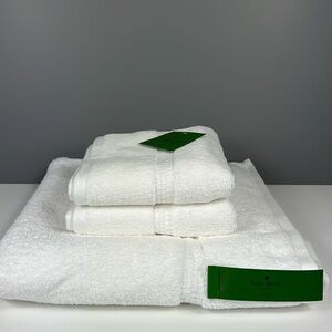 🛍️Kate Spade Bath Towel Set - White 100% Cotton - 3 Piece Set Plush Spa NEW